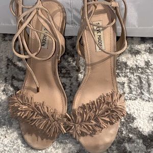 Steve Madden Nude Tie Up Fringe Heels